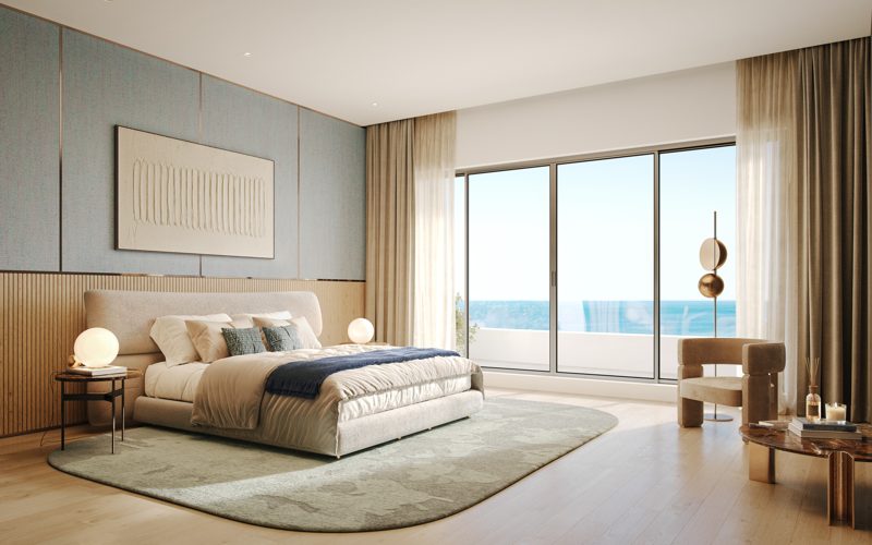 Sea-view bedroom with balcony access