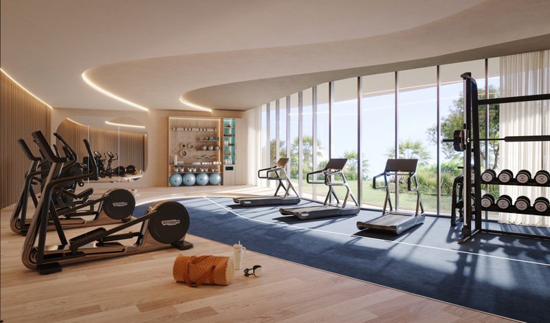 Sea-view gym with panoramic glass