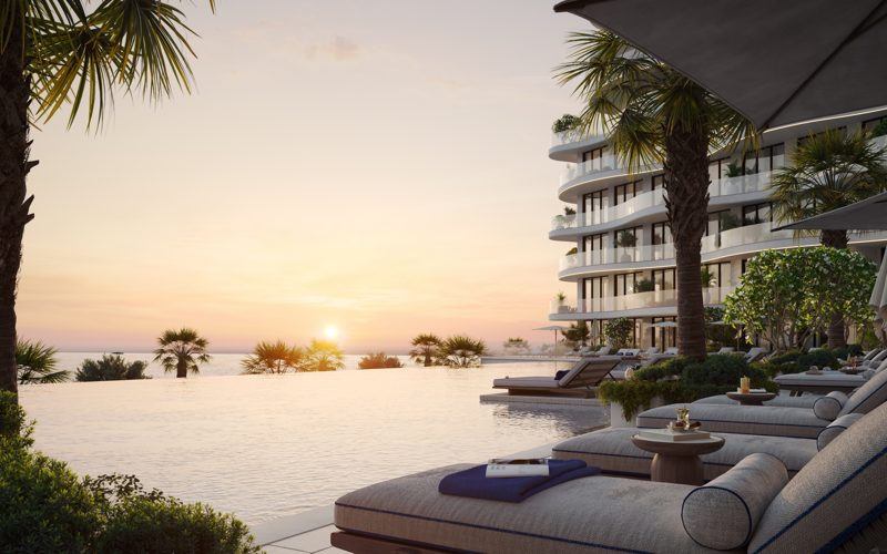 Infinity pool over the Gulf at sunset