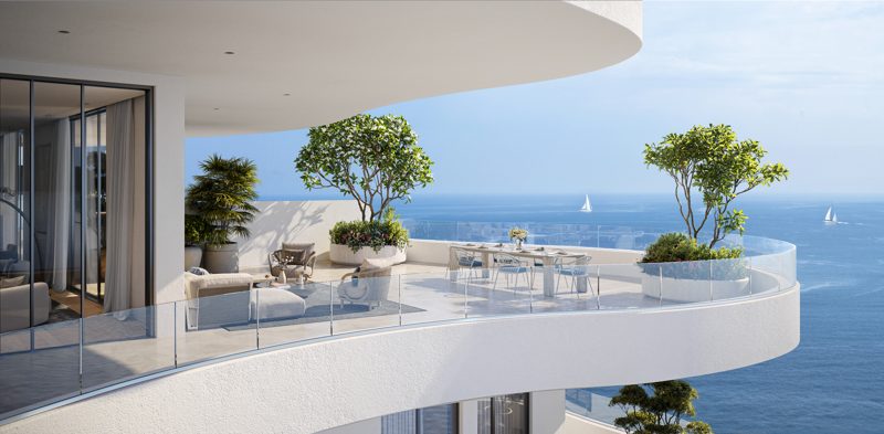 Private terrace overlooking the sea
