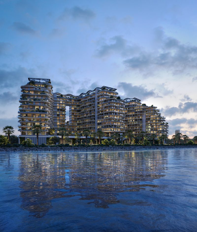 Miraggio reflected on the water at night