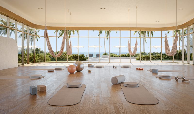 Yoga room with sea view